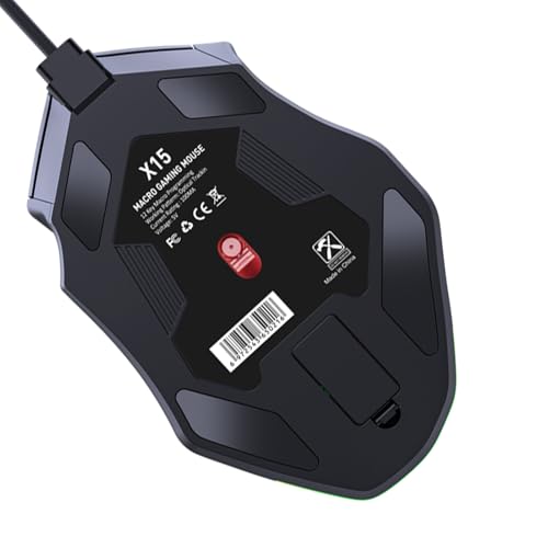 High Precision RGB Gaming Mouse, 12 Keys, Programmable Macro, Wired USB for Laptop