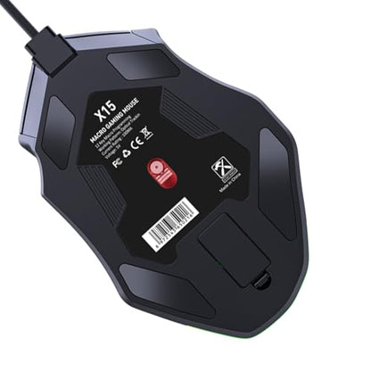 High Precision RGB Gaming Mouse, 12 Keys, Programmable Macro, Wired USB for Laptop