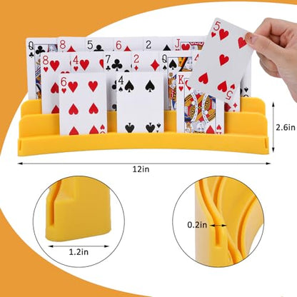 Three-Layer Design Playing Cards Holders，Playing Card Holder for Kids Adults Hands Free Card Holder for Family Card Game Nights Poker Parties - color: Yellow(2pack)