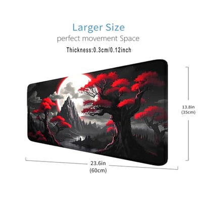 Stitched Edges TCG Playmat, 24 x 14 inches MTG Mat for MTG DTCG CCG RPG Trading Card Game Playmats Smooth Surface Battle Game Rubber Collection - color: Night Scenery