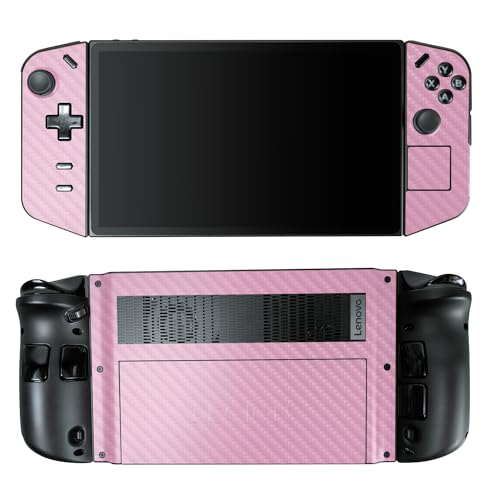 Carbon Fiber Gaming Skin Compatible with Lenovo Legion Go - Solid Pink - Premium 3M Vinyl Protective Wrap Decal Cover - Easy to Apply | Crafted in The USA by MightySkins - color: Solid Pink, style: Carbon Fiber Textured Finish
