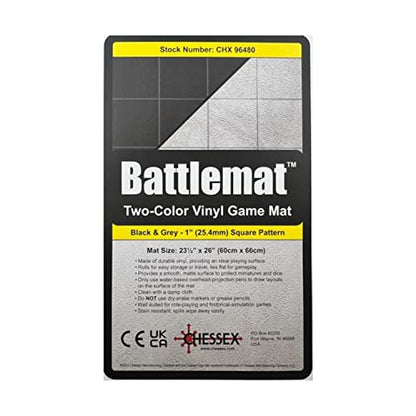 Chessex Play Mat – Mat: 1” Sq 2 Sided Black/Grey Battle mat Two Colour Playmat – Smooth & Tough – Compatible with Tabletop RPGs – Accessories for Game Night
