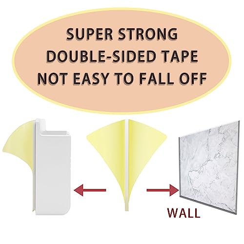 2 Pcs Wall Mount Phone Holder with Adhesive Phone Stand with Data Cable Receiving Hole, Phone Charger Stand Remote Control Storage Box for Bedroom, Kitchen, Bathroom, Office (White) - color: White
