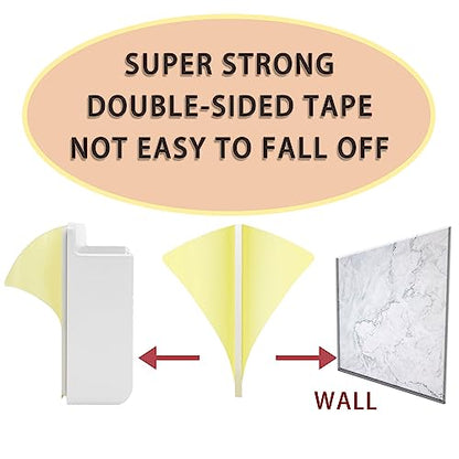 2 Pcs Wall Mount Phone Holder with Adhesive Phone Stand with Data Cable Receiving Hole, Phone Charger Stand Remote Control Storage Box for Bedroom, Kitchen, Bathroom, Office (White) - color: White