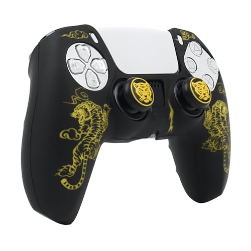 Tiger Controller Skin Cover Compatible with PS5/Playstation 5 Controller, RALAN Protector Case Customised Thumb Grip - color: Tiger Yellow