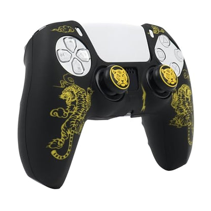 Tiger Controller Skin Cover Compatible with PS5/Playstation 5 Controller, RALAN Protector Case Customised Thumb Grip - color: Tiger Yellow
