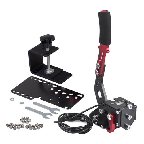 ZHSYMX USB Handbrake for 16Bit SIM PC Racing Games, Compatible with G27 G29 G920 G923 T500 T300 Simulate Linear Handbrake With Fixing Clip and Plate（Only PC System） Black - color: Black, size: With Fixing Clip and Plate