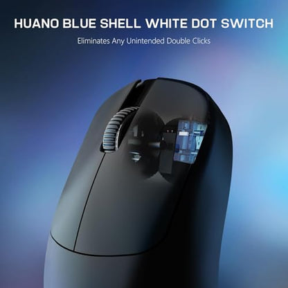 FELICON AJAZZ AJ099 Wireless Gaming Mouse, 59g Ultra-Lightweight, 6 DPI Settings, 2.4G & Wired, 500mAh Rechargeable Battery, Compatible with PC/Windows/Mac/PS4/Xbox (Black) - color: Black