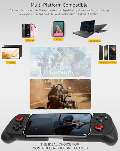 Joso Wireless Mobile Gaming Controller for iPhone/Android, Phone Controller Support Phone Case, Analog Trigger, Play Call of Duty, Genshin Impact, Minecraft, Roblox, Cloud Joystick for iOS Android