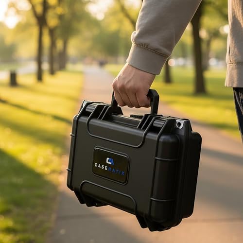 CASEMATIX 12" Waterproof Hard Case with Customizable Foam for Portable Electronics, Tools and Accessories - Hard Shell Plastic Case with Pre-Diced Travel Case Foam Interior - size: 12"