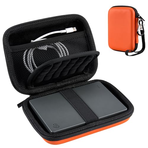 ProCase External Hard Drive Travel Case for 2.5" HDD/SSD -Orange | Fits Seagate Portable, Samsung T9, WD Elements, My Passport, Toshiba Canvio Basics, 1TB-5TB Drives, USB 3.0 HDD/SSD Storage - color: Orange