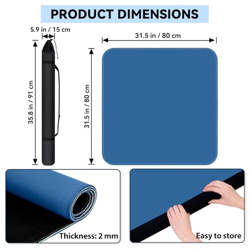 31.5'' Blue Mahjong Mat, Non-Slip Noise Reduction Gaming Mat for Mahjong | Gaming Mat with Carrying Bag for Mahjong, Poker, Card, Domino, Board Games, Dominoes,Cards & Tile Games - color: Blue2
