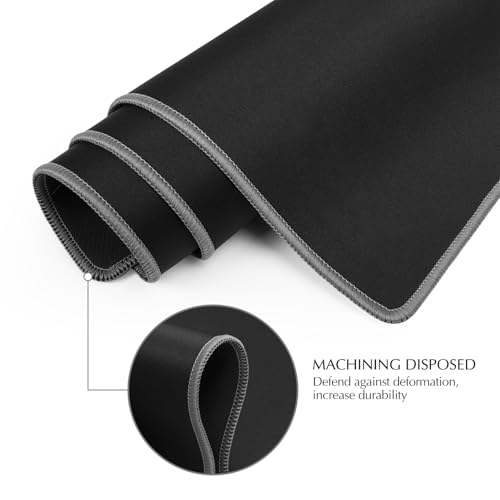 JIALONG Large Gaming Mouse Pad, Extended Mousepad with Grey Stitched Edges, XXL Desk Mat, Big Computer Keyboard Mat for Gaming and Office, 35.4 x 15.7 inches - color: Grey Stitched Edges