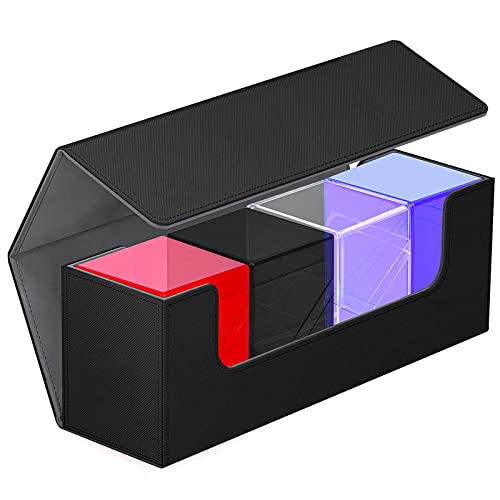 KKU Card Deck Boxes with 4 Pack Acylic Card Cases, Magnetic Closure Trading Card Deck Storage Box Fits 800+ Sleeved Cards Sport Cards - size: 5 Color Card Deck Case