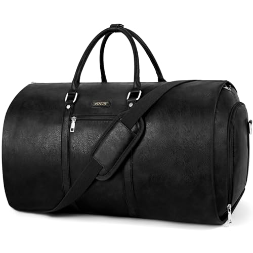 Garment Bag for Travel Convertible Carry on Travel Duffel Bag for Men Women | 3PCS Large Weekender Bag with Waterproof Shoes Pouch 2 in 1 Hanging Clothes Suit Dress Bag Travel Garment Duffel Bag 56L - color: C2-Black-1pc
