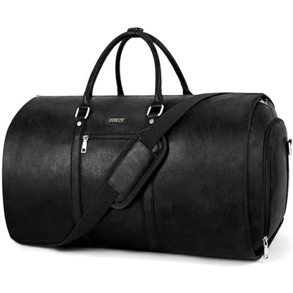 Garment Bag for Travel Convertible Carry on Travel Duffel Bag for Men Women | 3PCS Large Weekender Bag with Waterproof Shoes Pouch 2 in 1 Hanging Clothes Suit Dress Bag Travel Garment Duffel Bag 56L - color: C2-Black-1pc