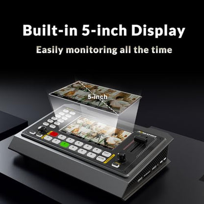 Shark S6 6CH HDMI/SDI Multi-Camera Video Mixer Switcher | 5" FHD Screen, Live Streaming Switcher, SDI/HDMI IN, USB/SD Card Record, Ethernet/USB Out, PTZ Camera Controll