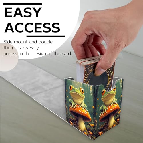 for MTG Deck Box, Trading Card Storage Case Holds 100+ Sleeved Cards, Frog on Red Mushroom Magnetic Closure Durable Deck Holder for Magic The Gathering, TCG & Commander - color: Frog on Red Mushroom