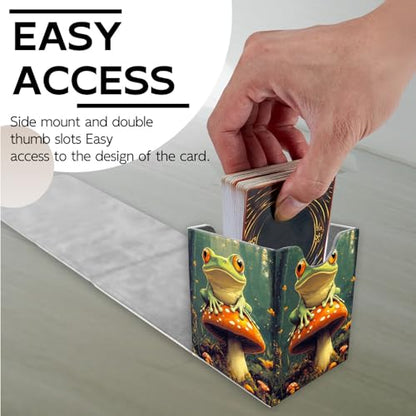 for MTG Deck Box, Trading Card Storage Case Holds 100+ Sleeved Cards, Frog on Red Mushroom Magnetic Closure Durable Deck Holder for Magic The Gathering, TCG & Commander - color: Frog on Red Mushroom