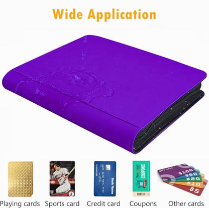 1000+ Pockets Trading Card Binder, 16 Pocket Ringless Side Loading Card Holder Album, Trading Card Album Fit for YuGiOh, MTG, TCG, Game Cards, Sports Cards, Business Cards (Purple) - color: Purple