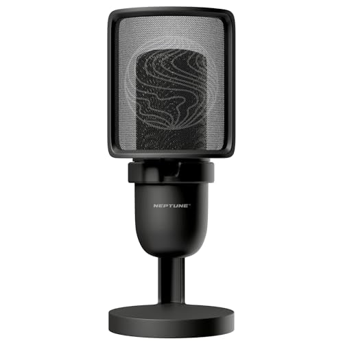 Neptune Sonus Gaming Microphone | Streaming Mic with Pop Filter for Vocal Clarity | Desktop Microphone for Streaming, Gaming, Recording, & Podcast | Microphone for PC with Type-C to USB Cable (Black) - color: Black