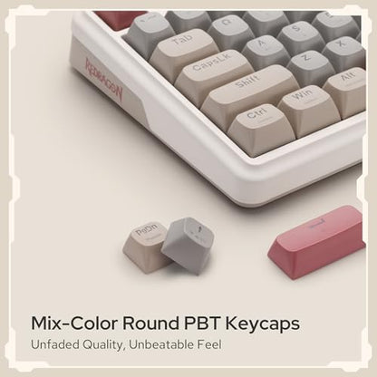 Redragon K768 PRO 100 Keys Wireless Gasket RGB Gaming Keyboard, Massive 8000 mAh PBT Mechanical Keyboard w/Hot-Swap Socket, Dedicated Knob Control & 5-Layer Noise Dampening, Custom Yolk Linear Switch - color: Retro Cocoa