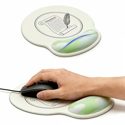 Ergonomic Mouse Pad with Wrist Rest, Comfortable Gel Memory Foam Support, Non-Slip Base, Pain Relief Mousepad for Office, Gaming, Computer, Laptop - Minimalist Contour/Vintage Quill/Classic Design. - color: pattern
