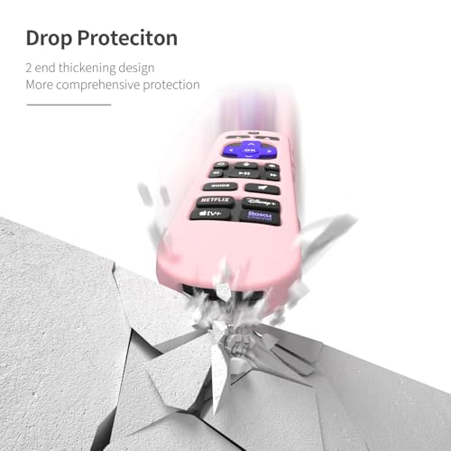 Silicone Cover for Roku Voice Remote Pro 2nd Ed. Roku Remote Control RCB1R Protective Silicone Case Sleeve Shockproof Skin for Roku Remote with Lanyard (Pink) - color: pink