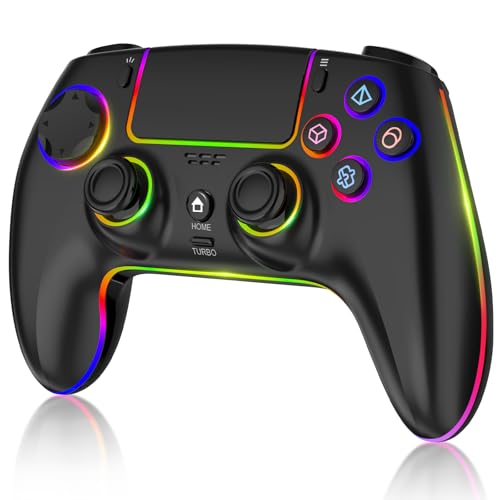 Wireless Controller for PS5/PC/MAC/iOS/Android/Steam Deck, Gamepad with 7 Variable Color RGB Lights/Hall Effect Joystick&Trigger/Dual Vibration/Turbo/Programmable/Headset Jack/1500 mAh Battery