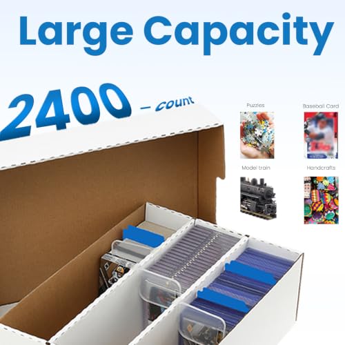 3-pack Toploader Trading Card Storage Box, 3 Row 2400 Count Bulk Card Box,Cardboard Storage Boxes for Basketball/MTG/TCG/Sports/Game Cards Organizer and Collection - style: 3pack