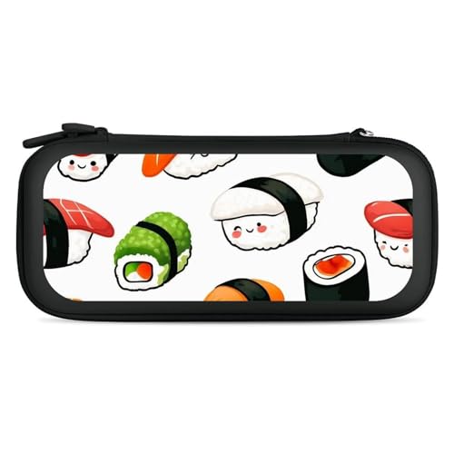 Travel Handheld Carrying Case Compatible with Switch Travel Storage Holder with Mesh Pocket Cute Food Japanese Sushi Hard Shell Protective Bag with 15 Game Cartridges - color: Color(87)