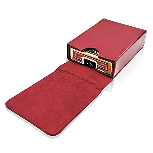 Single Deck Leather Playing Card Case/Holder - Fits Poker and Bridge size cards (Wine Red) - color: Wine Red