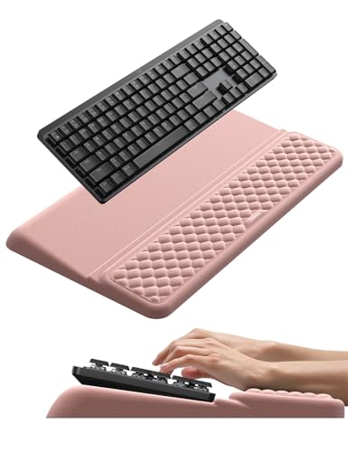 Vaydeer Wrist Rest with Keyboard Stand, Computer Wrist Support Pad, Ergonomic Keyboard Riser Holder Lifter Tray with Wrist Pad, Memory Foam Desk Cushion, Palm Hand Typing for Office Home School-Pink - color: Pink, size: Large