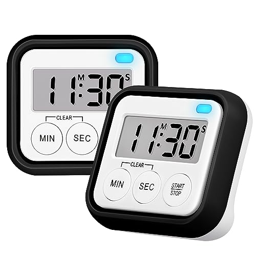 Timer, Kitchen Timers for Cooking Classroom Timer for Kids Teachers Magnetic Digital Timers 2 Pack, Black - color: Black