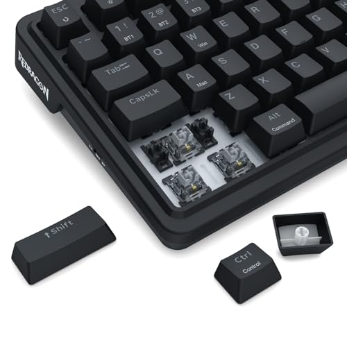 Redragon K719 Wireless Gasket Gaming Keyboard w/Hype Screen & Knob, 95 Keys Mechanical Keyboard, Easy-Control 1.14’’ TFT Info Display, 5-Layer Noise Dampening, Custom Linear Switch, Essential Black - color: Essential Black