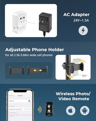 Aureday 12” Ring Light with Stand and Phone Holder, 79” Tall LED Circle Light with Weighted Base & Remote, Dimmable Floor Lamp for Video Recording, Barber, Live Stream, Makeup, Photography - size: 79in