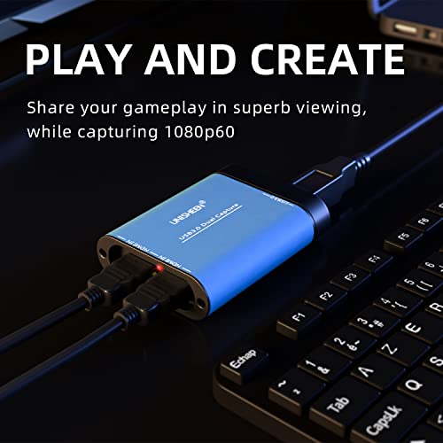 Dual Input Capture Card - HDMI to USB 3.0 Video Capture Device, 1080P 60fps UVC YUV422 PnP HD Video Grabber Converter for Game Recording & Live Streaming - No Drivers Needed