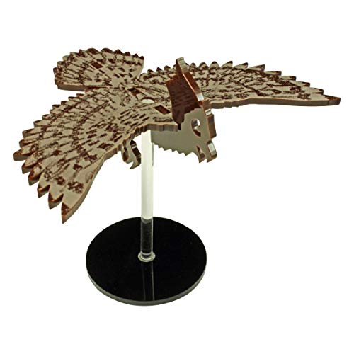 LITKO Owl Character Mount | Compatible with D&D & Pathfinder | Brown acrylic owl mount | 50mm round base, clear peg | 30mm platform for hero | Requires glue assembly - style: Owl