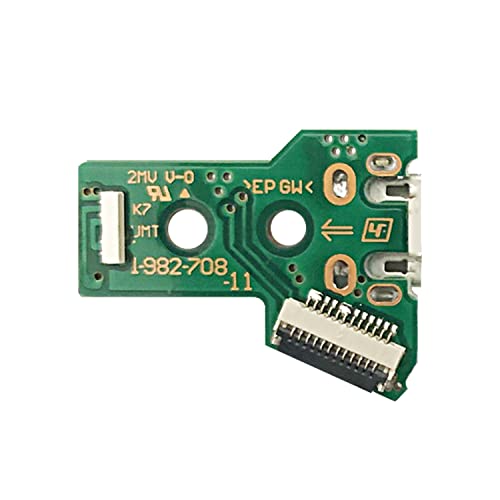 FainWan 2pcs J-D-S-055 Replacement Charging Port Assembly 12 Pin for PS4 DualShock 4, Micro USB Adaptor Charger Socket Board Connector Module for PlayStation DS4 Controller, Flex Cable