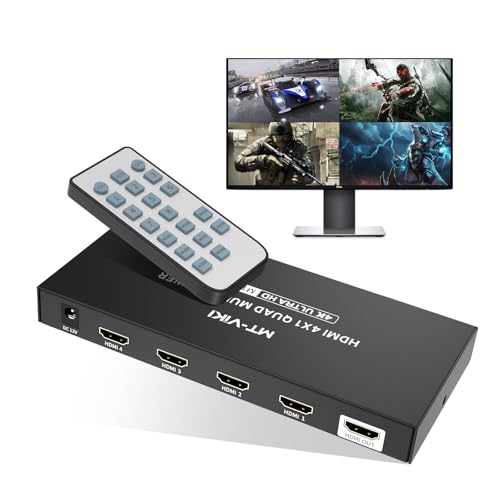 MT-VIKI 4K HDMI Multiviewer 4x1 w/IR Remote, 4K@30Hz Seamless HDMI Switcher 4 in 1 Out for PS4/PS5/Security Camera - size: 4x1 w/ IR Remote