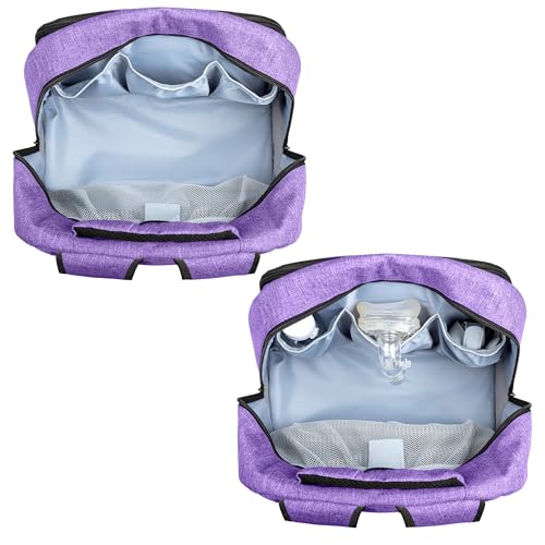 CURMIO CPAP Backpack Compatible with ResMed AirSense 9 10 11, Purple | CPAP Supplies Storage Bag with Chest Belt for Power Supply, Mask, Headgear strap, Tubes, Empty Bag - color: Purple