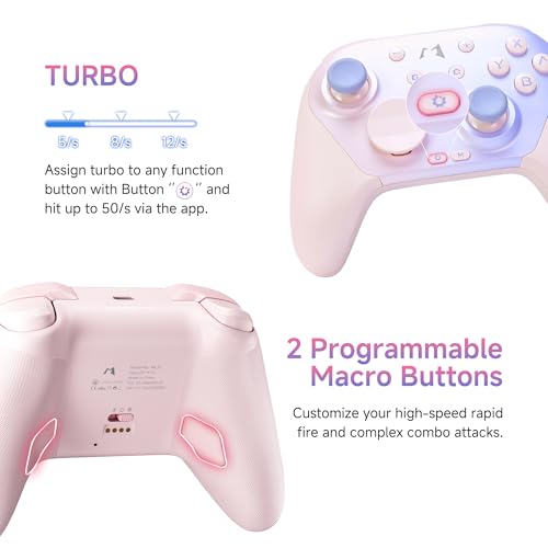 Mobapad Chitu2 HD Switch 2 Wireless Controller, TMR Glide Joysticks [ZERO Drift], Charging Dock, HD Rumble, NFC, Turbo, Programming, Mechanical Buttons - Gamepad for Nintendo Switch/Switch 2 & Windows PC - color: Pink