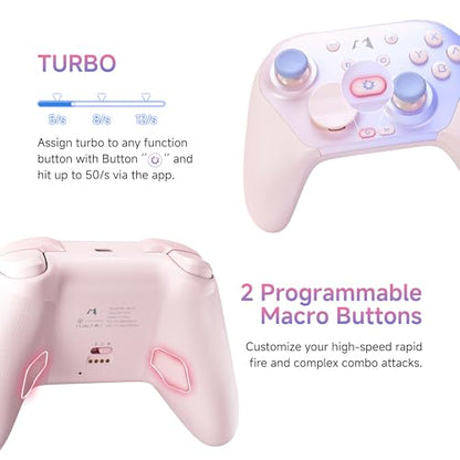 Mobapad Chitu2 HD Switch 2 Wireless Controller, TMR Glide Joysticks [ZERO Drift], Charging Dock, HD Rumble, NFC, Turbo, Programming, Mechanical Buttons - Gamepad for Nintendo Switch/Switch 2 & Windows PC - color: Pink