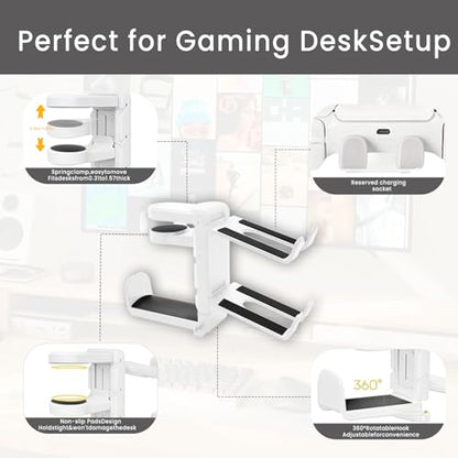 Rotating Headphone Stand with 360° Swivel - Adjustable Clamp-on Under Desk Headset Holder, Universal Gaming & Office Headphone Hanger (Black) - color: Black
