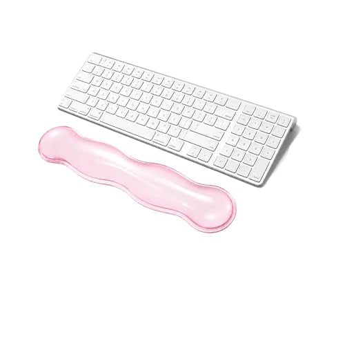 Clear Gel Wrist Rest for Keyboard, Keyboard Wrist Rest for Typing Pain Relief, Ergonomic Keyboard Arm Rest, Suitable for Office, Gaming, Computer, Laptop - Pink - color: Wavy Pink Keyboard