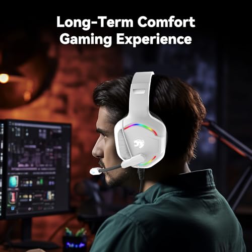 IMYB A36 Gaming Headset with Mic Stereo Headphones for Pc, PS5, Xbox | RGB Wired Over-Ear Noise Cancelling for Xbox Series X/S, PS4, Nintendo Switch, Computer, Laptop, Mac - color: ivory