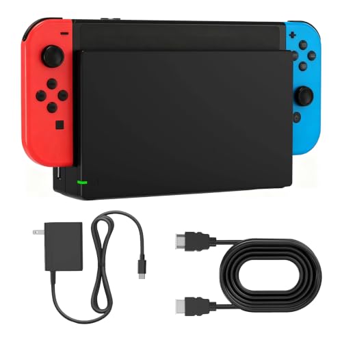 Dock Station for Switch/Switch OLED, Replacement 3-in-1 TV Dock Set with Original IC Module, AC Charger & High-Speed HDMI Cable for 1080P HD Output & Console Charging（Not Compatible with Switch 2）