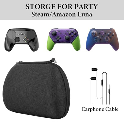 Geekria Shield Case Compatible with Steam Controller, Razer Wolverine V3 Pro, Hard Shell Travel Carrying Storage Bag with Internal Mesh Pocket for Charging Cable (Dark Gray)
