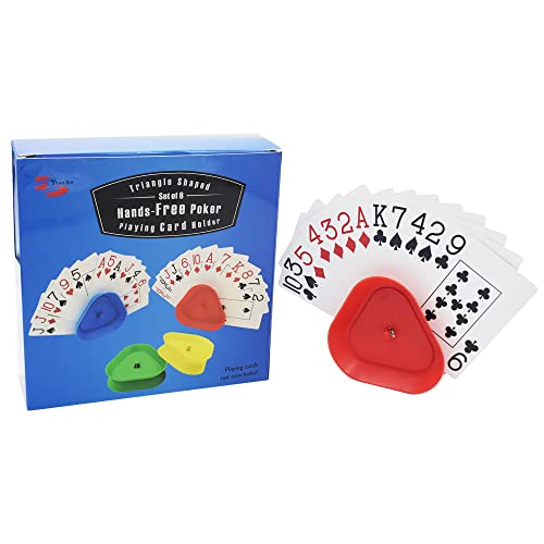 Yuanhe Playing Card Game Holder - Triangle Shaped Hands-Free Poker Holder Tray, 4 Colors, Set of 8 - style: Set of 8