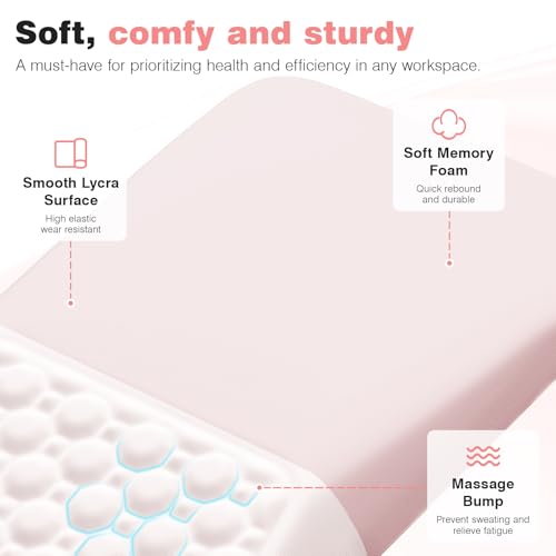 Ospelelf Mouse Pad with Wrist Rest Ergonomic Comfortable Pain Relief Mousepad Wrist Support for Computer Solid Pink - color: Solid Pink